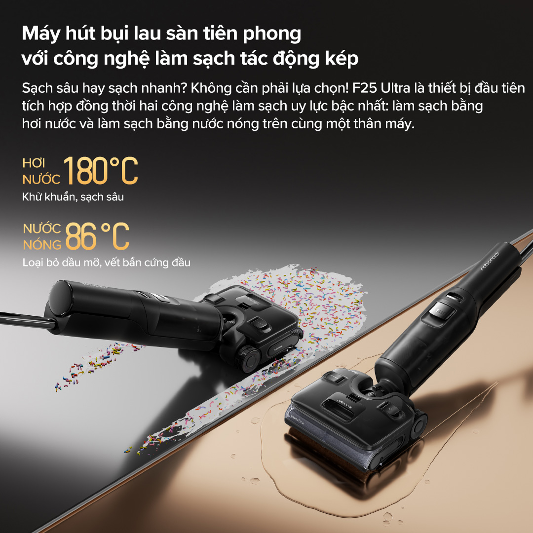 Roborock F25 Ultra hai chế độ hút bụi và lau sàn kết hợp linh hoạt
