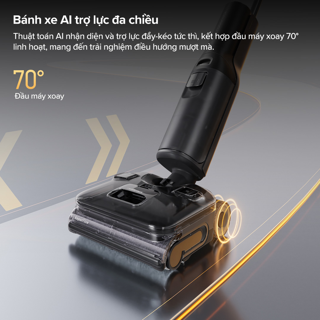 Roborock F25 Ultra bánh xe AI SlideTech đa chiều điều khiển mượt mà