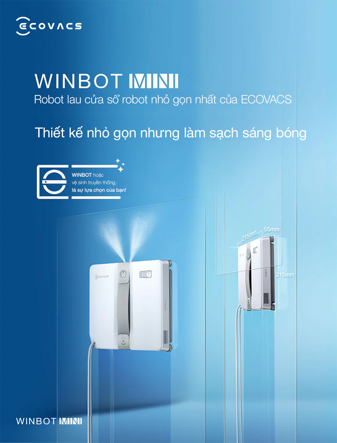 Robot lau kính Ecovacs Winbot Mini - Ảnh 3