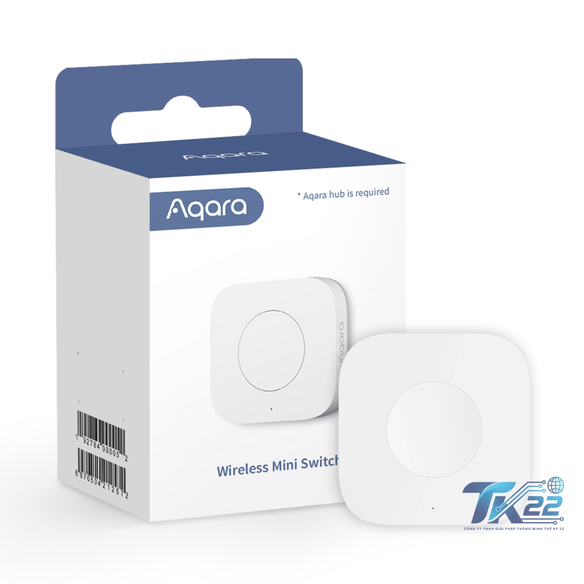 Nút bấm không dây Aqara T1 WB-R02D nhìn từ trên — thiết kế trắng sữa 45x45mm
