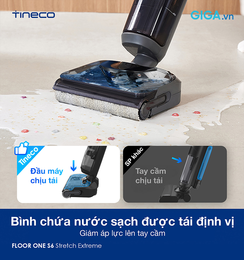 Bình chứa nước sạch của S6 Stretch Extreme được tái định vị một cách thông minh.