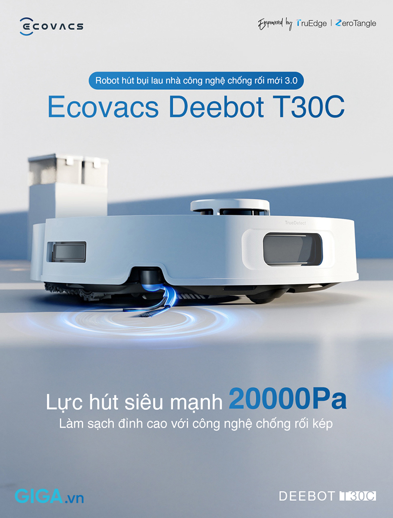 Robot hút bụi lau nhà Ecovacs Deebot T30C mang đến trải nghiệm làm sạch hiệu suất cao và hoàn toàn tự động. 