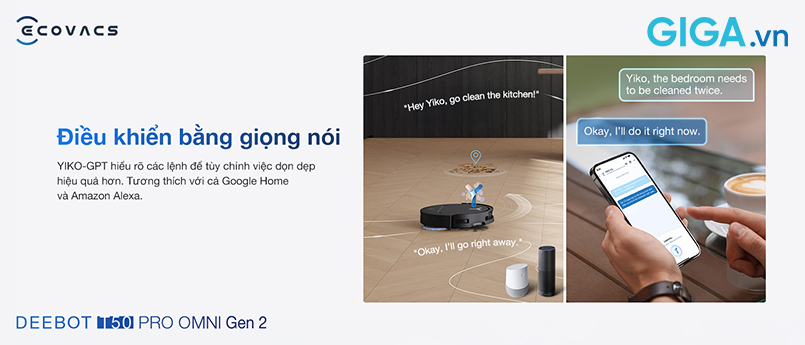 DEEBOT T50 PRO OMNI Gen 2 điều khiển bằng giọng nói.