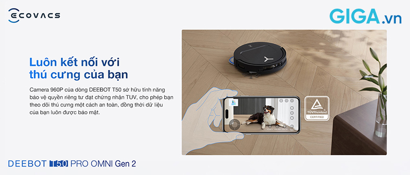 DEEBOT T50 PRO OMNI Gen 2 sở hữu camera 960P