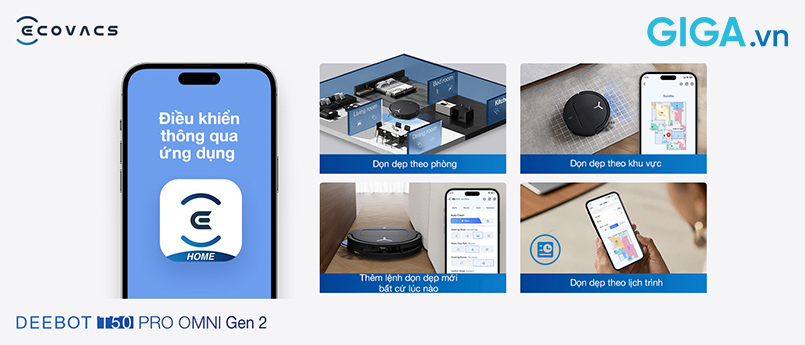 DEEBOT T50 PRO OMNI Gen 2 điều khiển tiện lợi