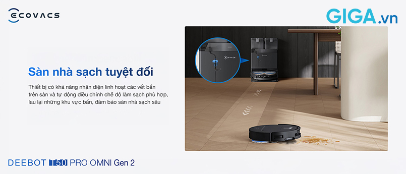 DEEBOT T50 PRO OMNI Gen 2 nhận diện linh hoạt các vết bẩn