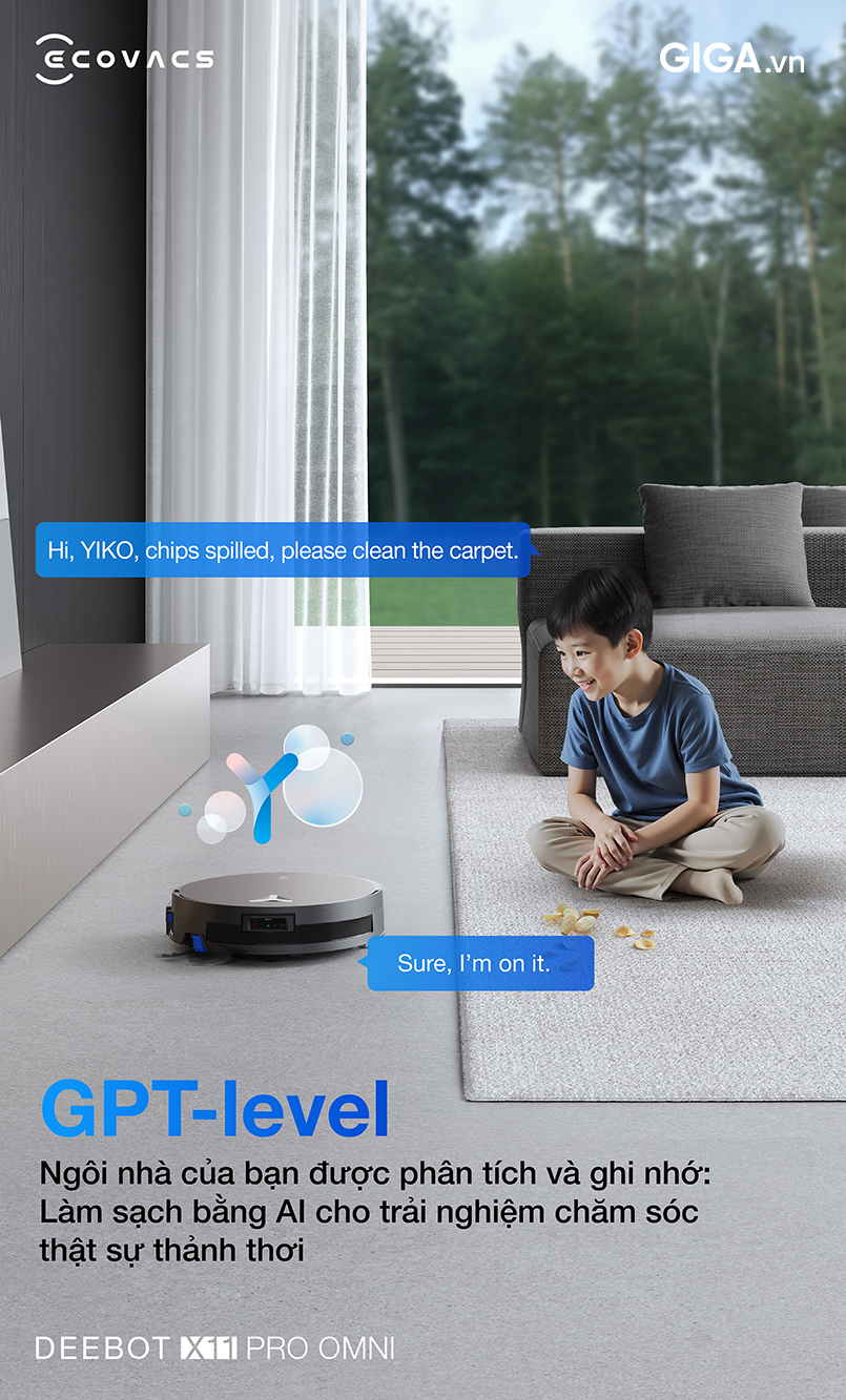 Ecovacs DEEBOT X11 Pro Omni với trợ lý AGENT YIKO còn chủ động dự đoán nhu cầu làm sạch, tinh chỉnh các thiết lập quan trọng