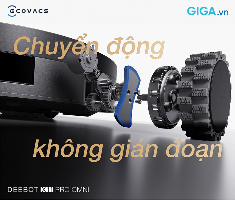 robot X11 Pro Omni có hệ thống TruePass Adaptive với 4 Bánh Xe Leo Dốc Chủ Động