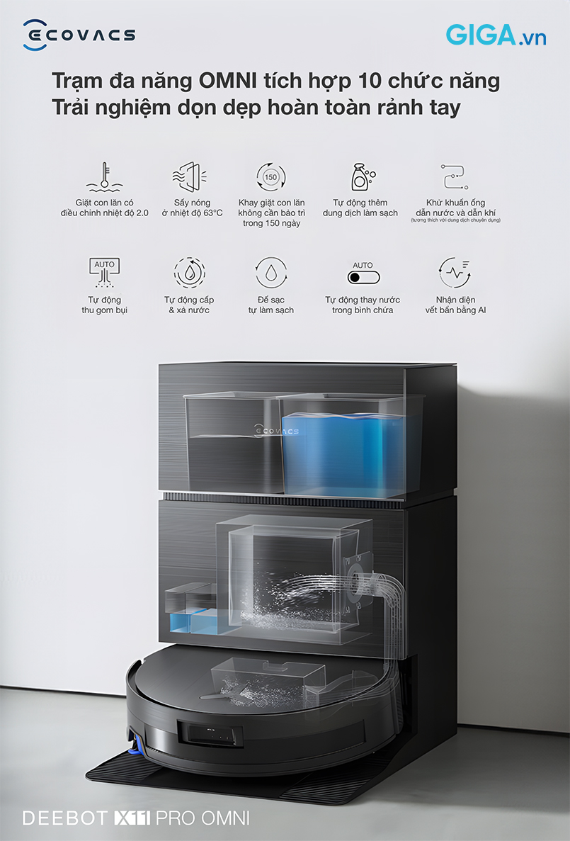 DEEBOT X11 Pro Omni tích hợp 10 chức năng