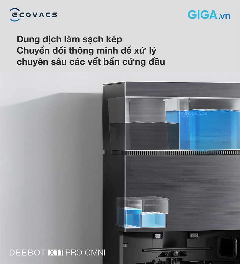 Robot X11 Pro Omni với hệ thống dung dịch làm sạch kép.