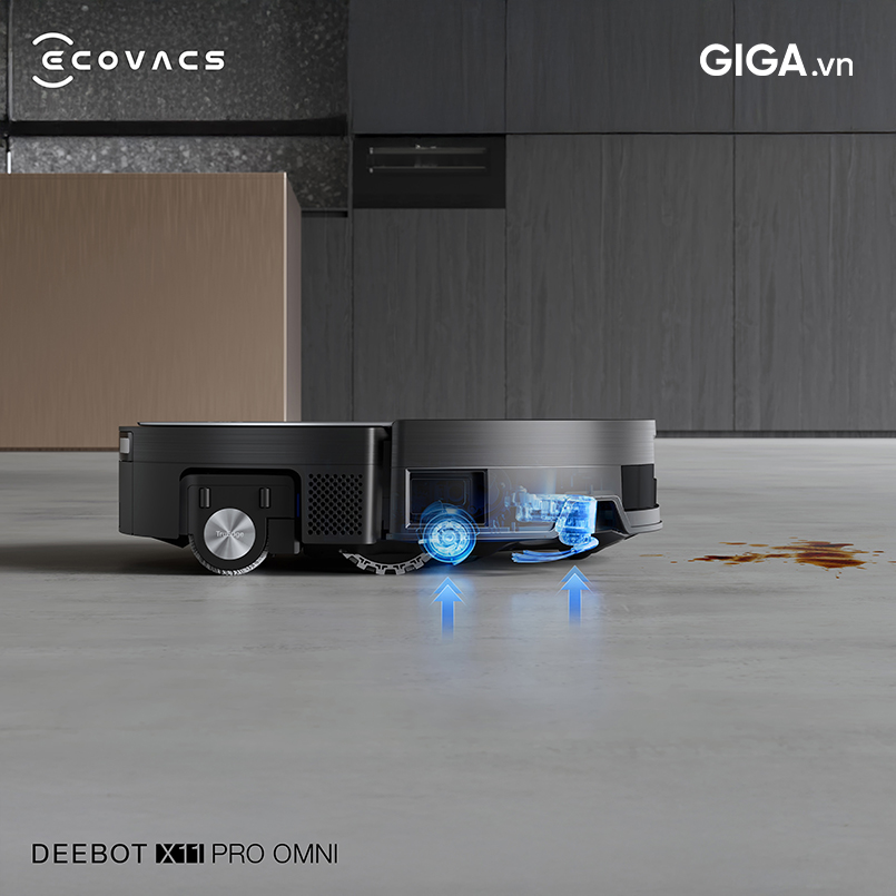 Hệ thống Triple Lift hoàn toàn mới trên robot Ecovacs DEEBOT X11 Pro Omni là một giải pháp làm sạch thông minh